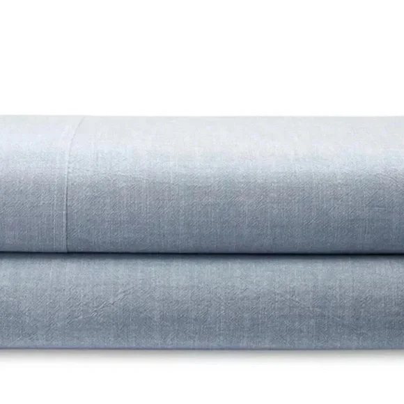 Ralph Lauren Workshirt Chambray Queen Flat Sheet NEW - Picture 2 of 4